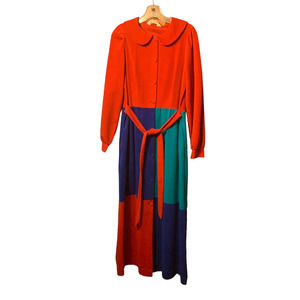 Vintage Colorblock housecoat made in USA size small